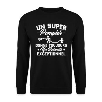 Super pompier donne toujours retraité exceptionnel - Sweat-shirt Unisexe - noir - Devant - Alina (178cm) & Michal (187cm)