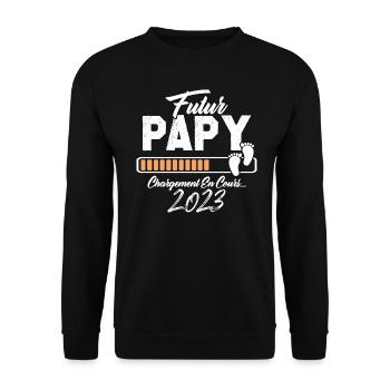 Futur Papy 2023 Annonce Grossesse - Sweat-shirt Unisexe - noir - Devant - Alina (178cm) & Michal (187cm)