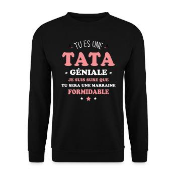 Une tata géniale et une marraine formidable - Sweat-shirt Unisexe - noir - Devant - Alina (178cm) & Michal (187cm)