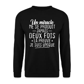 Un miracle ne se produit jamais deux fois - Sweat-shirt Unisexe - noir - Devant - Alina (178cm) & Michal (187cm)