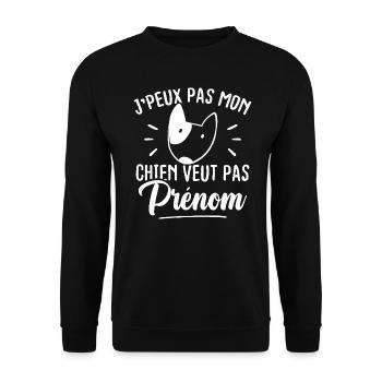 I can't my dog doesn't want first name - Unisex Sweatshirt - black - Front - Alina (178cm) & Michal (187cm)