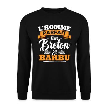 L'homme parfait est breton et barbu - Sweat-shirt Unisexe - noir - Devant - Alina (178cm) & Michal (187cm)