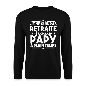Je ne suis pas retraité je suis papy à plein temps - Sweat-shirt Unisexe - noir - Devant - Alina (178cm) & Michal (187cm)