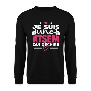 Je suis une ATSEM qui déchire - Sweat-shirt Unisexe - noir - Devant - Alina (178cm) & Michal (187cm)