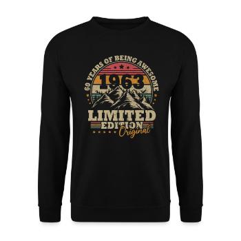Jahrgang 1963 60. Geburtstag Geschenk Männer Frauen - Unisex Pullover - Schwarz - Vorne - Alina (178cm) & Michal (187cm)