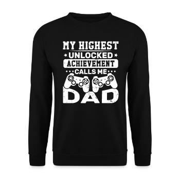 Meine höchste offene Errungenschaft nennt mich Vater - Unisex Pullover - Schwarz - Vorne - Alina (178cm) & Michal (187cm)