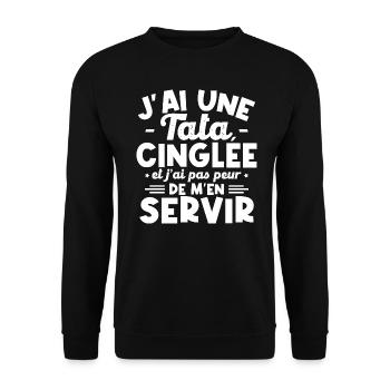 J ai une tata cinglée - Sweat-shirt Unisexe - noir - Devant - Alina (178cm) & Michal (187cm)