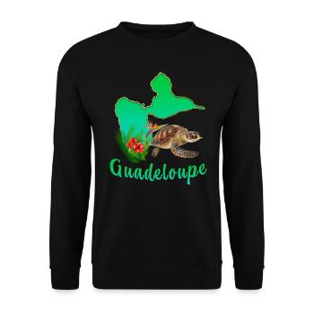 Guadeloupe Tortue Tropicale Paradis 971 - Sweat-shirt Unisexe - noir - Devant - Alina (178cm) & Michal (187cm)