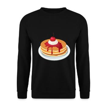 Eierkuchen Pfannkuchen Pancakes Frühstück Geschenk - Unisex Pullover - Schwarz - Vorne - Alina (178cm) & Michal (187cm)