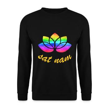 sat nam with lotus rainbow - Unisex Sweatshirt - black - Front - Alina (178cm) & Michal (187cm)