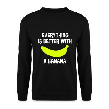 Tout va mieux avec une banane (banane) - Sweat-shirt Unisexe - noir - Devant - Alina (178cm) & Michal (187cm)