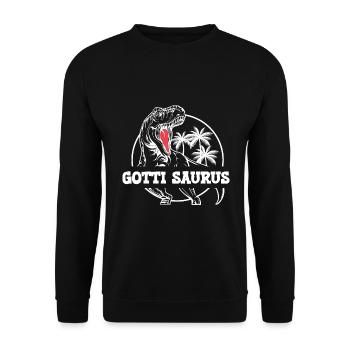 Gotti Saurus Gotti Schweiz Patentante - Unisex Pullover - Schwarz - Vorne - Alina (178cm) & Michal (187cm)