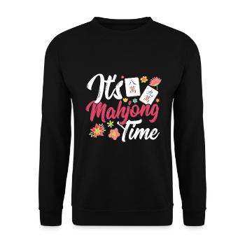 Cadeau pour les fans de Mahjong - Sweat-shirt Unisexe - noir - Devant - Alina (178cm) & Michal (187cm)