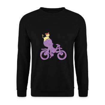 Cat Riding Octopus Bike, Octopus Art, Funny - Sweat-shirt Unisexe - noir - Devant - Alina (178cm) & Michal (187cm)