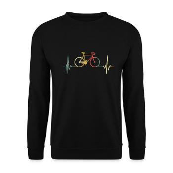 Fahrrad Herzschlag Radsport Radfahren Rennrad - Unisex Pullover - Schwarz - Vorne - Alina (178cm) & Michal (187cm)