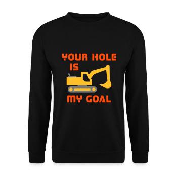 Your hole is my goal (crawler excavator) - Unisex Sweatshirt - black - Front - Alina (178cm) & Michal (187cm)