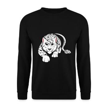 Schneeleopard - Unisex Pullover - Schwarz - Vorne - Alina (178cm) & Michal (187cm)