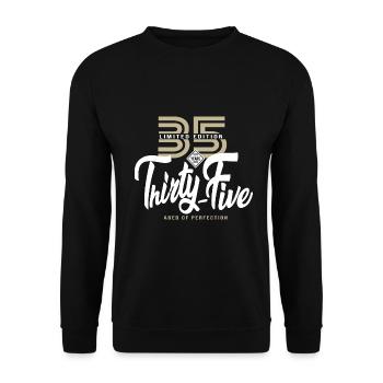 35 Jahre fünfunddreißig Geburtstagsgeschenk 35 Jahre - Unisex Pullover - Schwarz - Vorne - Alina (178cm) & Michal (187cm)