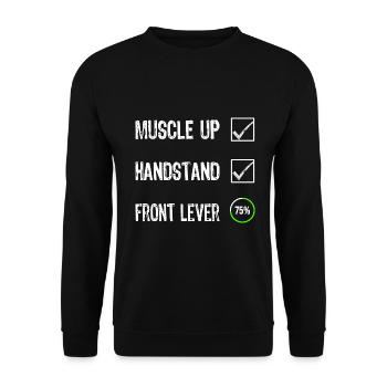 Calisthenics Checklist Motivation Sportler T-shirt - Unisex Pullover - Schwarz - Vorne - Alina (178cm) & Michal (187cm)