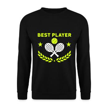 Best player (Tennisschläger, Tennisball) - Unisex Pullover - Schwarz - Vorne - Alina (178cm) & Michal (187cm)