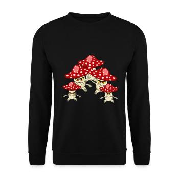 Drôle de mouche champignons agaric Fan Shirt - Sweat-shirt Unisexe - noir - Devant - Alina (178cm) & Michal (187cm)