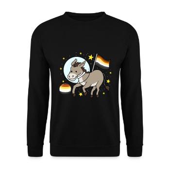 Esel Astronaut Gay Bear Pride - Unisex Pullover - Schwarz - Vorne - Alina (178cm) & Michal (187cm)