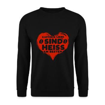 Kaffee & Liebe Sind Heiss Am Besten - Unisex Pullover - Schwarz - Vorne - Alina (178cm) & Michal (187cm)