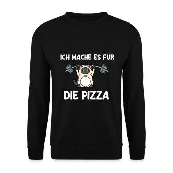Ich Mache Es Für die Pizza - Unisex Pullover - Schwarz - Vorne - Alina (178cm) & Michal (187cm)