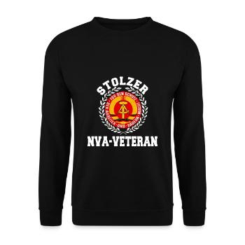 Proud NVA veteran DDR Ossi East Germany East - Unisex Sweatshirt - black - Front - Alina (178cm) & Michal (187cm)