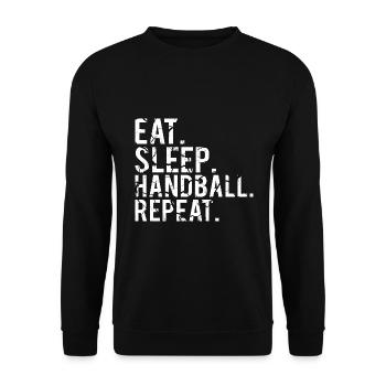Handball: Eat, Sleep, Handball and repeat - Unisex Pullover - Schwarz - Vorne - Alina (178cm) & Michal (187cm)