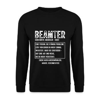 Beamter Definition - Beamter Kaffee Beamtin Gesche - Unisex Pullover - Schwarz - Vorne - Alina (178cm) & Michal (187cm)