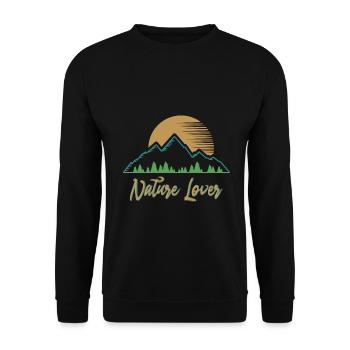 Nature Lover mountains hiking saying nature lover - Unisex Sweatshirt - black - Front - Alina (178cm) & Michal (187cm)