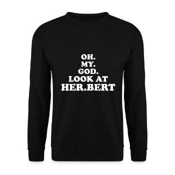 Oh mon Dieu, regarde Herbert Design - Sweat-shirt Unisexe - noir - Devant - Alina (178cm) & Michal (187cm)