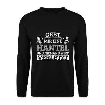 Gebt Hantel niemand verletzt Gym Spruch Männer - Unisex Pullover - Schwarz - Vorne - Alina (178cm) & Michal (187cm)