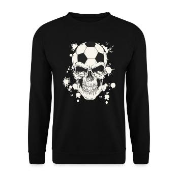 Fussball Totenkopf - Unisex Pullover - Schwarz - Vorne - Alina (178cm) & Michal (187cm)
