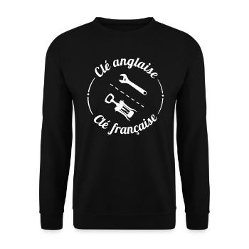 Humour Clé Anglaise - Clé Française - Sweat-shirt Unisexe - noir - Devant - Alina (178cm) & Michal (187cm)