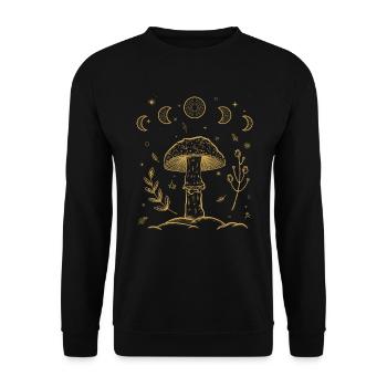 Dark Academia Mushroom Cottagecore Goblincore - Unisex Sweatshirt - black - Front - Alina (178cm) & Michal (187cm)