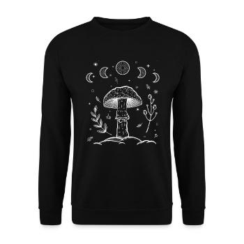 Dark Academia Pilz Goblincore Aesthetic - Unisex Pullover - Schwarz - Vorne - Alina (178cm) & Michal (187cm)