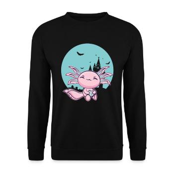 Axolotl Mexican Salamander Walking Fish Buch Book - Unisex Sweatshirt - black - Front - Alina (178cm) & Michal (187cm)