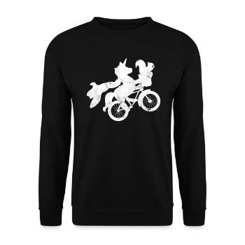 Licorne et l Ecureuil en balade sur un vélo - Sweat-shirt Unisexe - noir - Devant - Alina (178cm) & Michal (187cm)