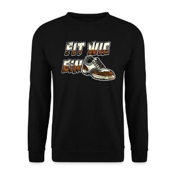 Fit wie ein Turnschuh Jung Sportlich Alter Schuh - Unisex Pullover - Schwarz - Vorne - Alina (178cm) & Michal (187cm)