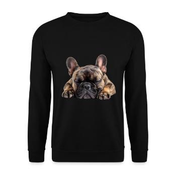 French Bulldog - Unisex Pullover - Schwarz - Vorne - Alina (178cm) & Michal (187cm)