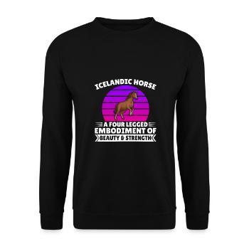 Islandspferd Islandic reiten Spruch Damen T-shirt - Unisex Pullover - Schwarz - Vorne - Alina (178cm) & Michal (187cm)
