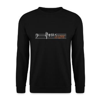 Music is life - bass clef - Sweat-shirt Unisexe - noir - Devant - Alina (178cm) & Michal (187cm)
