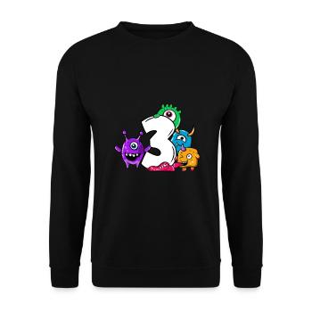 Monster third birthday 3 years gift - Unisex Sweatshirt - black - Front - Alina (178cm) & Michal (187cm)