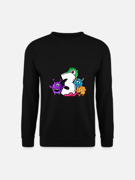 Monster Dritter Geburtstag 3 Jahre Geschenk - Unisex Pullover - Schwarz