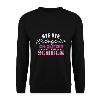 Tschüss Kindergarten Schule Einschulung Geschenk - Unisex Pullover - Schwarz - Vorne - Alina (178cm) & Michal (187cm)