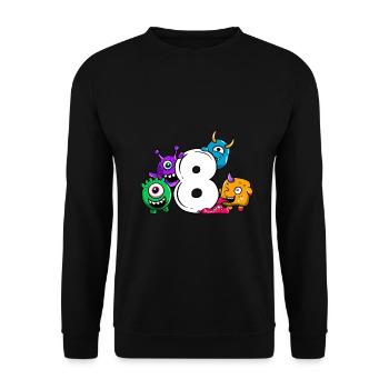 Monster eighth birthday 8 year gift - Unisex Sweatshirt - black - Front - Alina (178cm) & Michal (187cm)