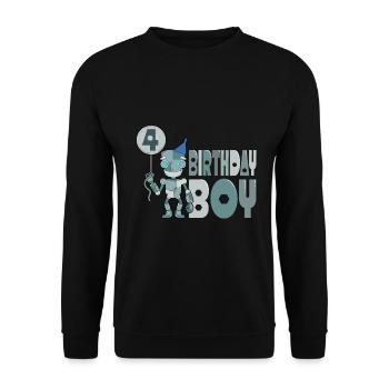 4. Geburtstag Roboter - Unisex Pullover - Schwarz - Vorne - Alina (178cm) & Michal (187cm)