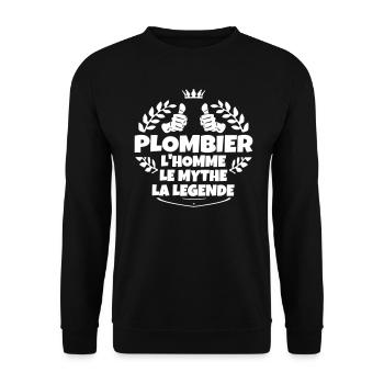 Plombier l'homme le mythe la legende - Sweat-shirt Unisexe - noir - Devant - Alina (178cm) & Michal (187cm)
